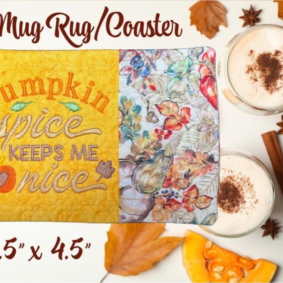 Hand Crafted Mug Rug Coaster Embroidered Cotton Fabric Padded Absorbs Liquid - Picture 9 of 9